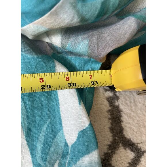 SELECTION ULLA POPKEN Plus 100% Linen Hawaiian Floral Blouse Midi Dress - Picture 14 of 16